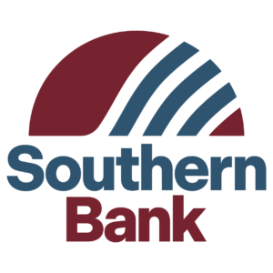 Southern Bank logo: maroon semicircle with three blue arches above the blue 'Southern' and maroon 'Bank' text.